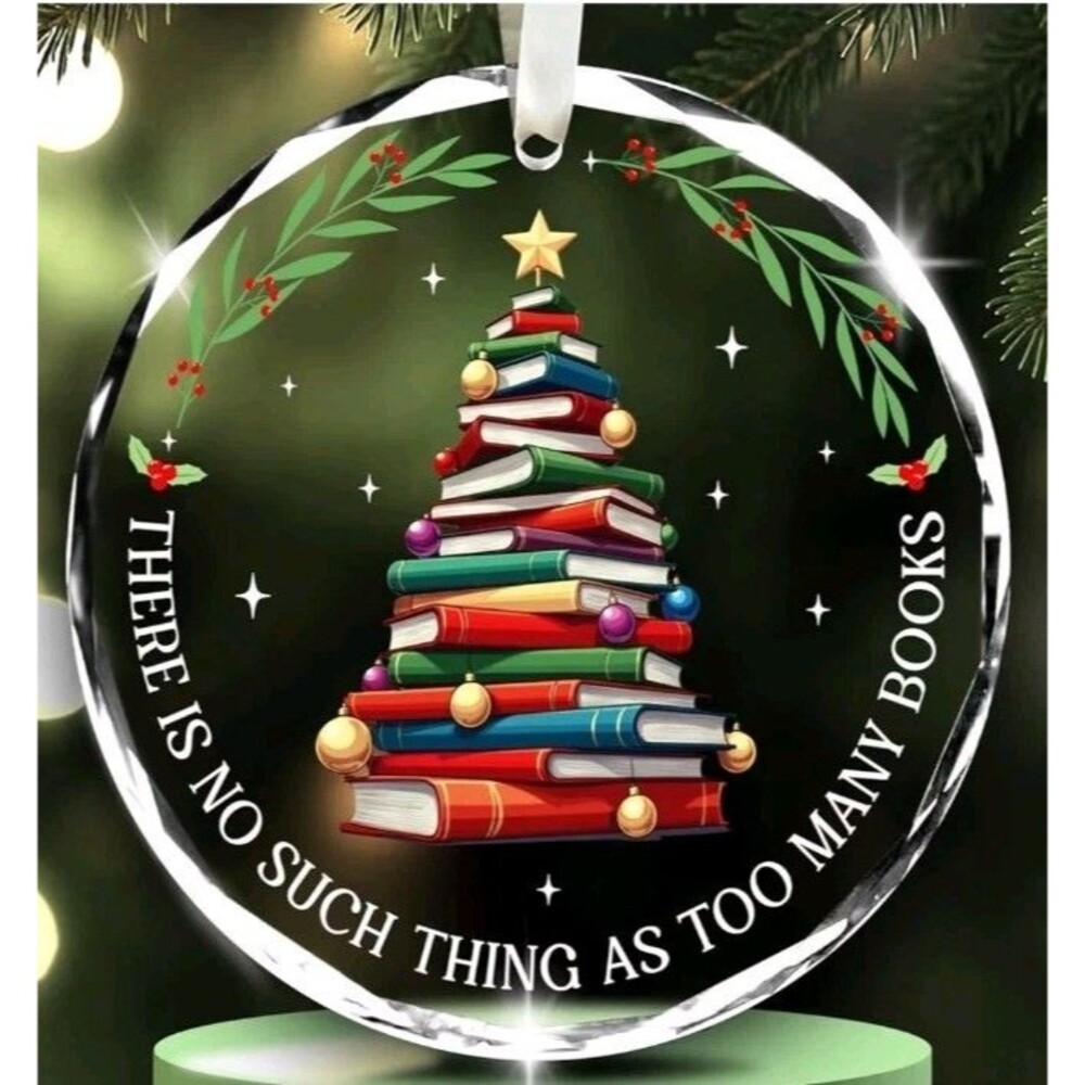 Booklover Glass Ornament Teacher Librarian Book Lover Christmas Women Colorful